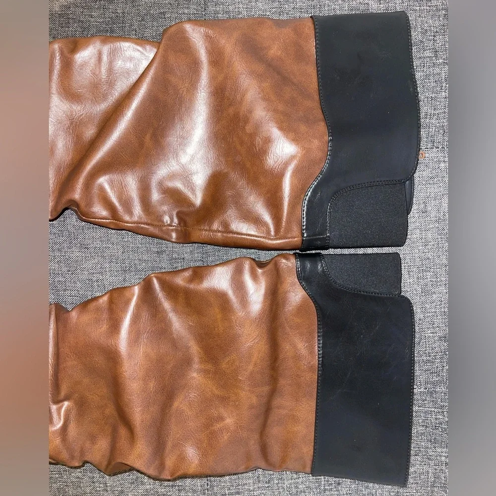 Nine West - Brown Boots with Black Top - Size 7.5 - Picture 6 of 11